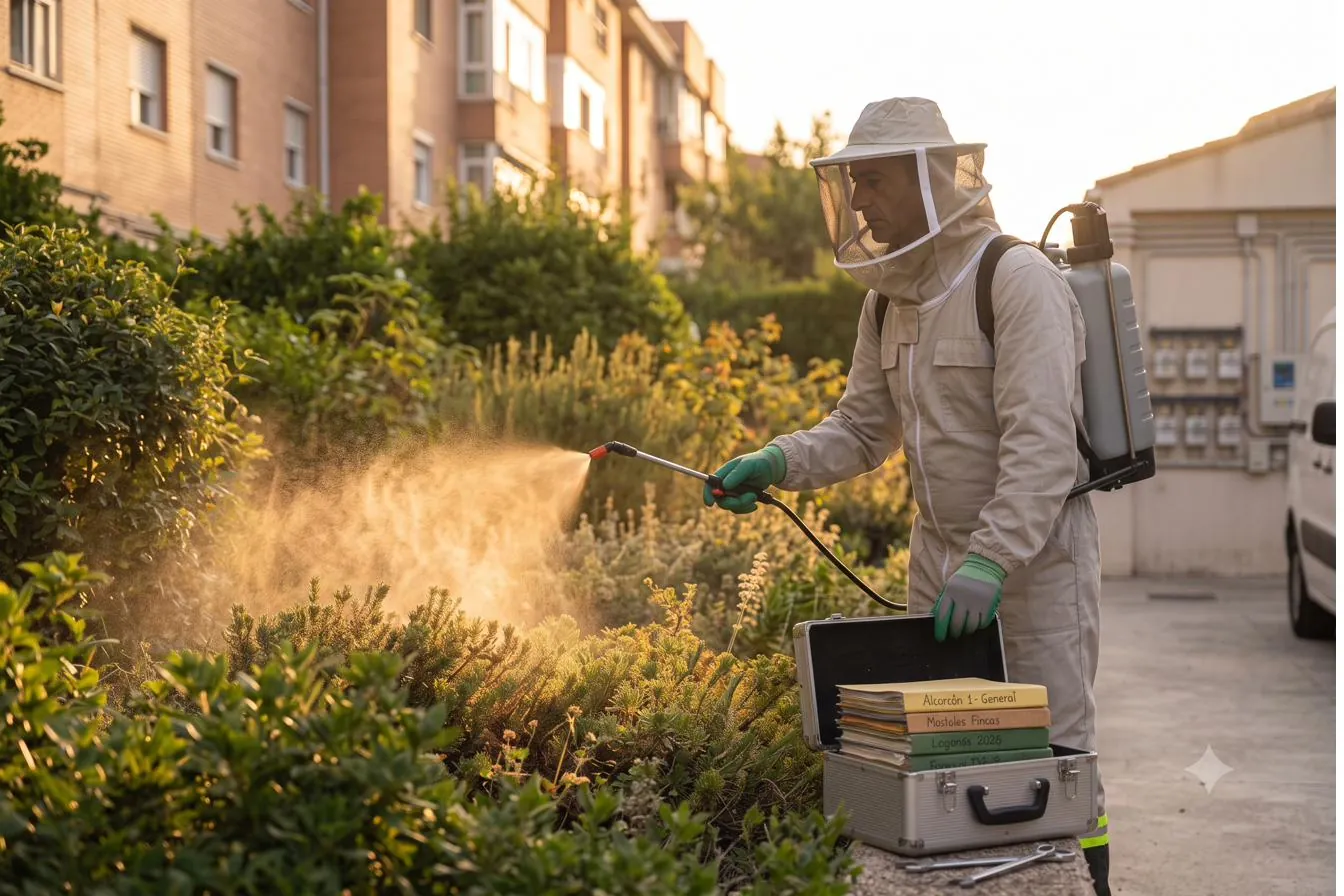 Tratamiento de choque contra mosquitos en una zona ajardinada